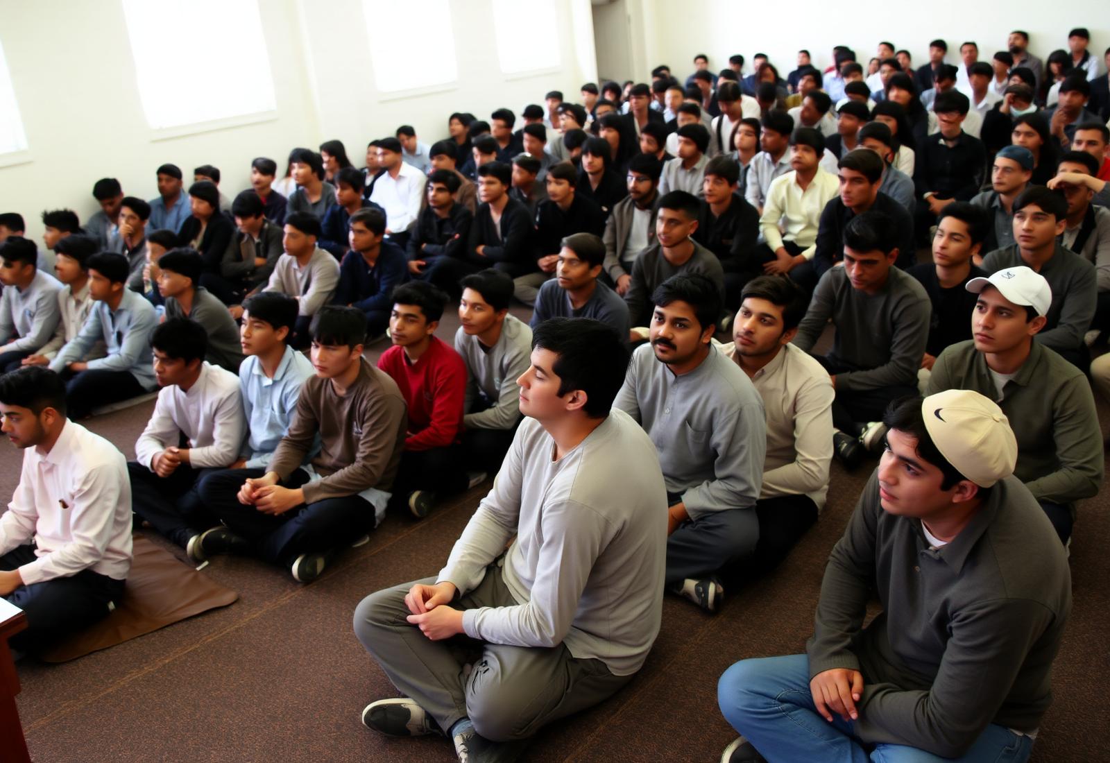 Young people seated listening attentively to a speaker
